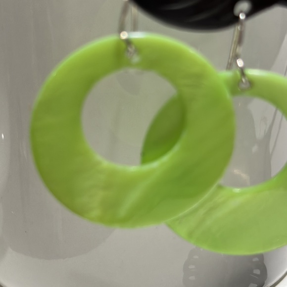 Colorful Earrings Hand Made TearDrop Earrings and the 80s Green Dangles - Picture 4 of 4